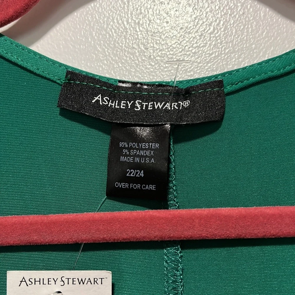 NWT Ashley Stewart Kelly GREEN Long sleeve V neck MIDI dress - Picture 5 of 11